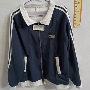 Navy Blue and White Men's Jacket